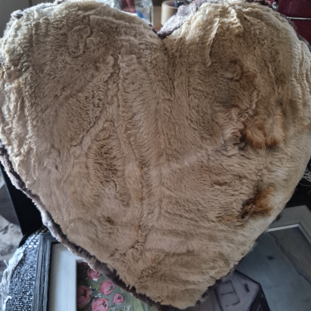 NEW MINKY Heart-Shaped Faux Fur Accent Pillow